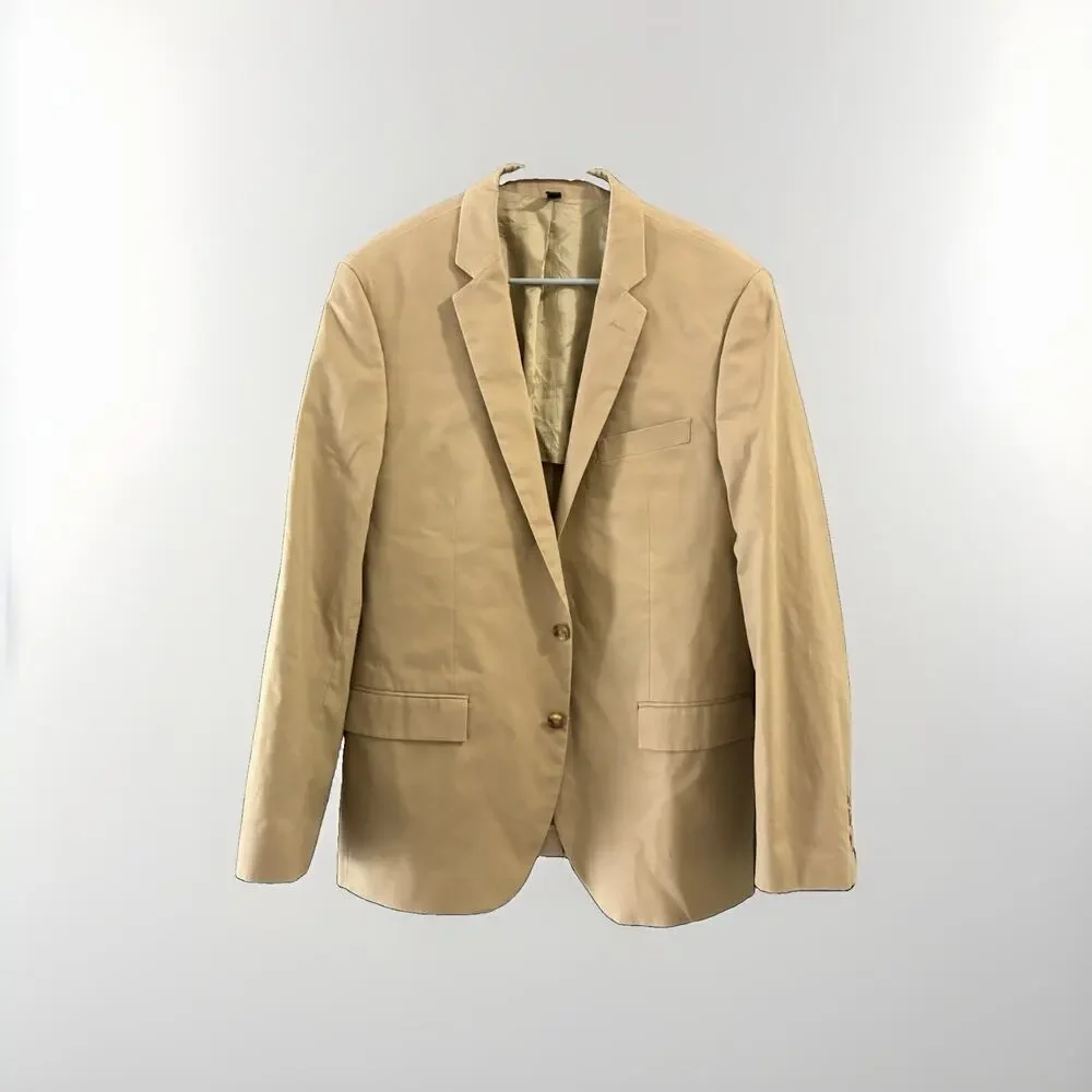 J Crew Thompson Blazer Tan Two-Button Cotton Jacket Sport Coat Sz 42R Men's